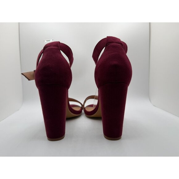 Torrid Pumps Womens Size 11WW Burgundy Two Strap Tapered Open Toe Heeled Sandals - Picture 10 of 16